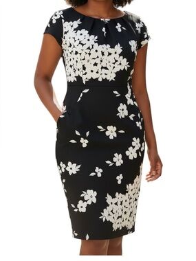 Cleo Floral Black and White Dress with Pockets Size 12